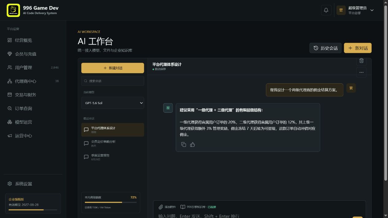 996Game Dev AI工作台界面